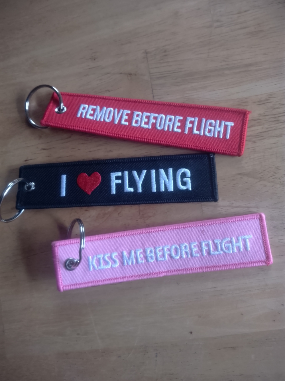 Aviation Keychain Trio - Red, Black, Pink Embroidered Tags